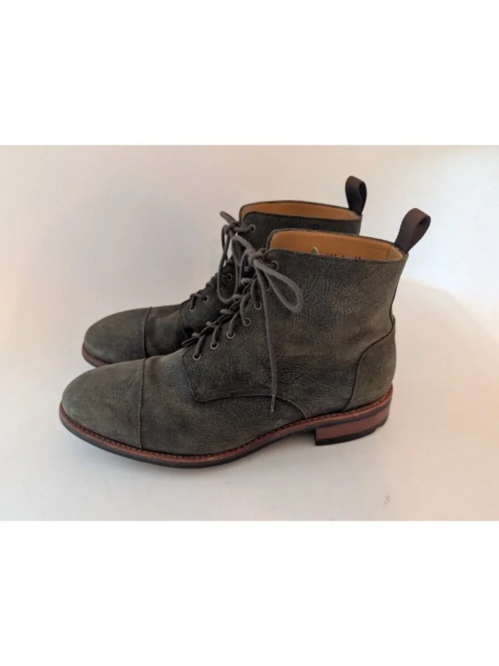 Taft The Dragon Green Textured Leather Cap Toe Combat Boots Sz 11